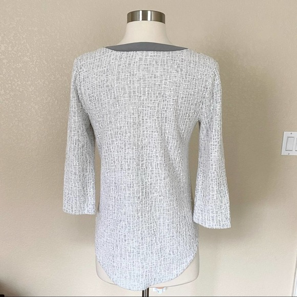 SOLD ANTHROPOLOGIE AMADI Boucle Tweed and Silk Panel 3/4 Sleeve Top Size Small - Picture 5 of 8